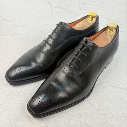 【美品】SANTONI サントーニ サントーニファットアマーノ ブローグ 内羽根 黒 5 マッケイ製法
