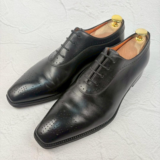 【美品】SANTONI サントーニ サントーニファットアマーノ ブローグ 内羽根 黒 5 マッケイ製法