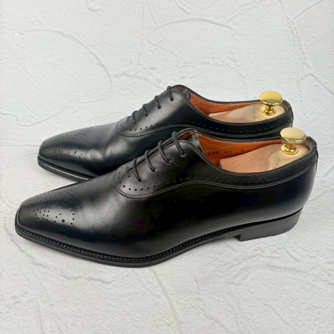 【美品】SANTONI サントーニ サントーニファットアマーノ ブローグ 内羽根 黒 5 マッケイ製法