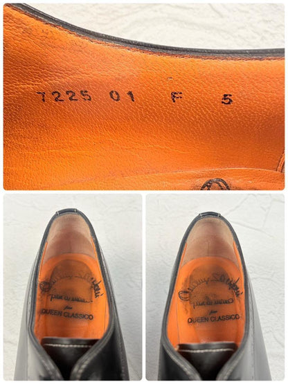 【美品】SANTONI サントーニ サントーニファットアマーノ ブローグ 内羽根 黒 5 マッケイ製法