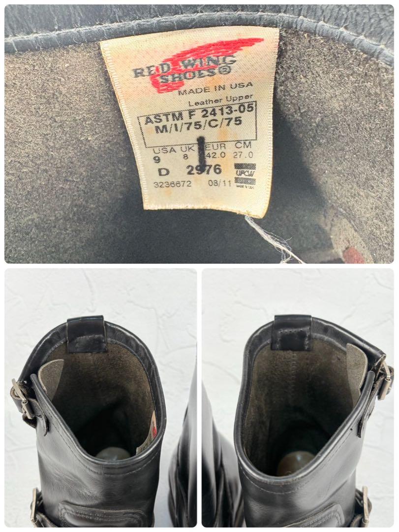【良品】レッドウィング 2976 エンジニアブーツ 黒 US9 8インチ [W3225]