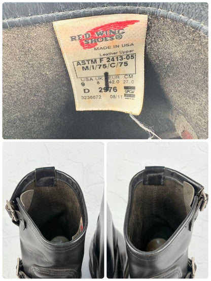 【良品】レッドウィング 2976 エンジニアブーツ 黒 US9 8インチ [W3225]