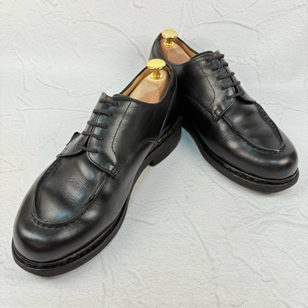 【良品】パラブーツ シャンボード Uチップ 外羽根 パラテックス 黒 6.5 [W3187]