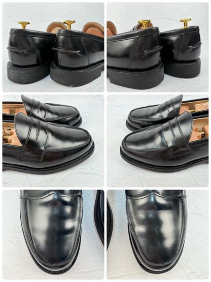 【美品】サンダース 2314B コインローファー 黒 6.5 BUTT SEAM [W3147]