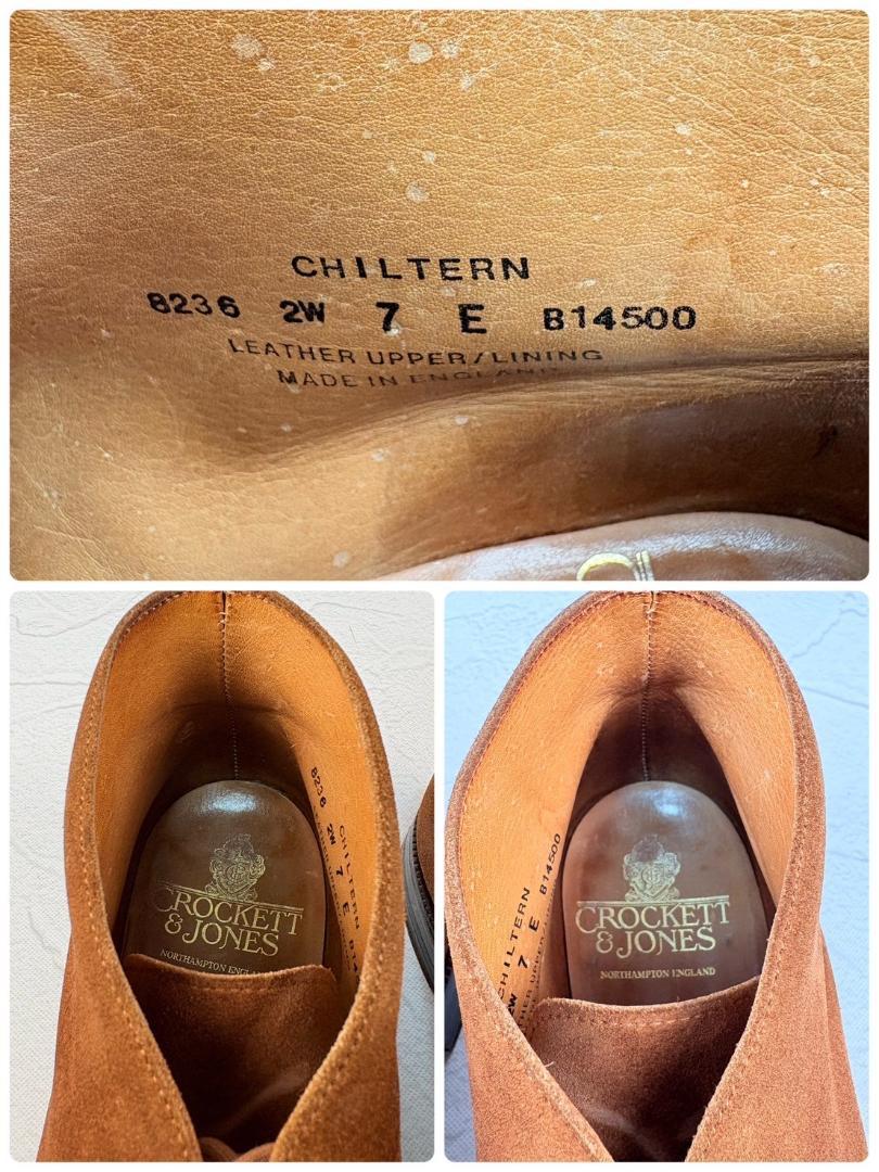 【良品】クロケットアンドジョーンズ CHILTERN チャッカブーツ 茶 7E [W3113]