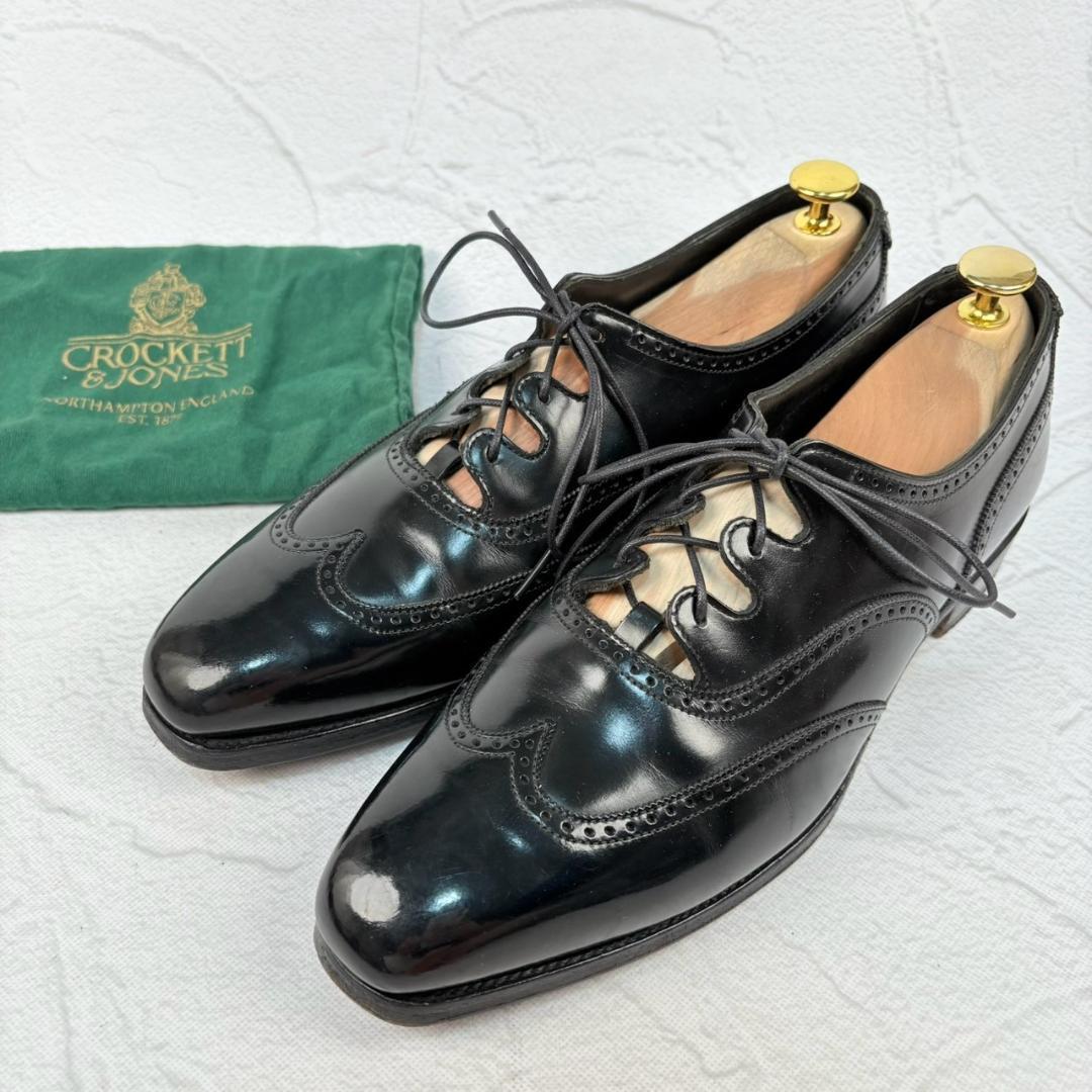 【良品】クロケットアンドジョーンズ CATESBY ギリーシューズ 黒 85C [W3174]