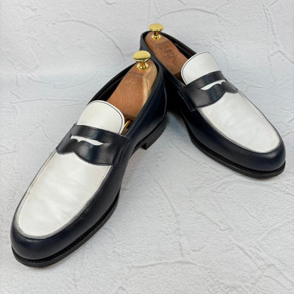 【良品】トリッカーズ 6579 コインローファー バイカラー 紺白 9.5 [W3126]