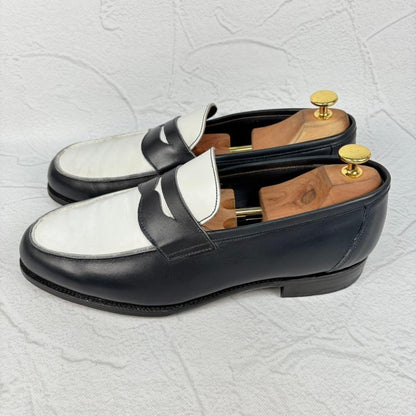 【良品】トリッカーズ 6579 コインローファー バイカラー 紺白 9.5 [W3126]