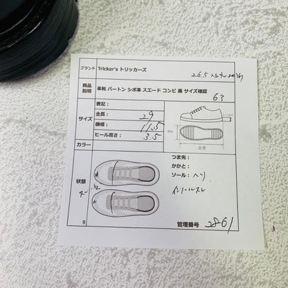 【希少】トリッカーズ バートン 切替デザイン スエード シボ革 黒 コマンド 6