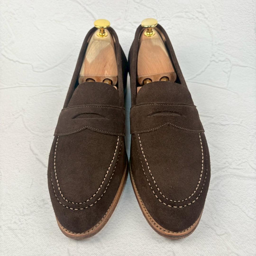 【美品】ジョセフチーニーアンドサンズ コインローファー スエード 茶 7.5 [W3243]