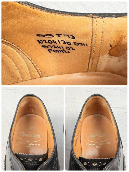 【良品】チャーチ ディプロマット メダリオン 内羽根 黒 55F 3都市 英国製 [W3218]