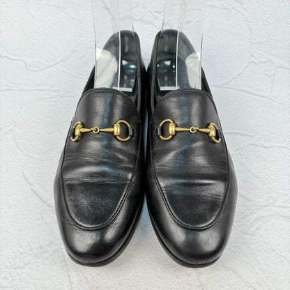 【良品】GUCCI ヨルダーン バブーシュ ビットローファー 黒 38 金具 [W3176]