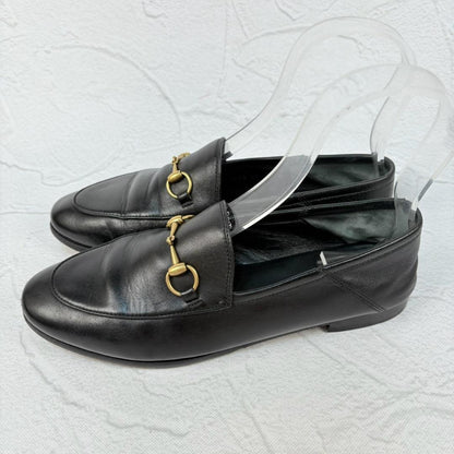 【良品】GUCCI ヨルダーン バブーシュ ビットローファー 黒 38 金具 [W3176]