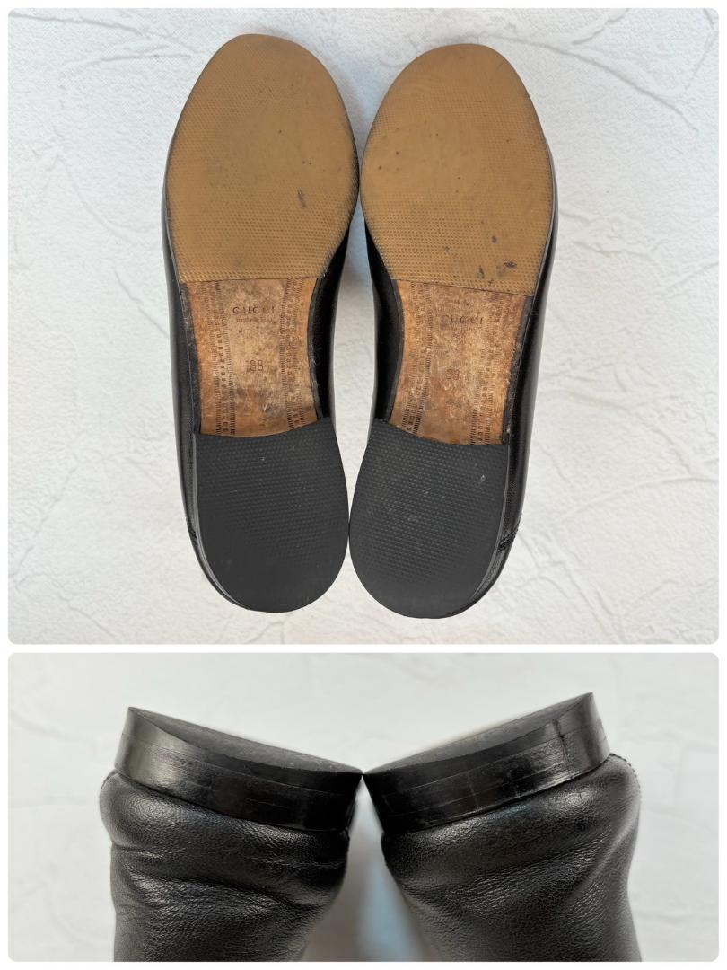 【良品】GUCCI ヨルダーン バブーシュ ビットローファー 黒 38 金具 [W3176]