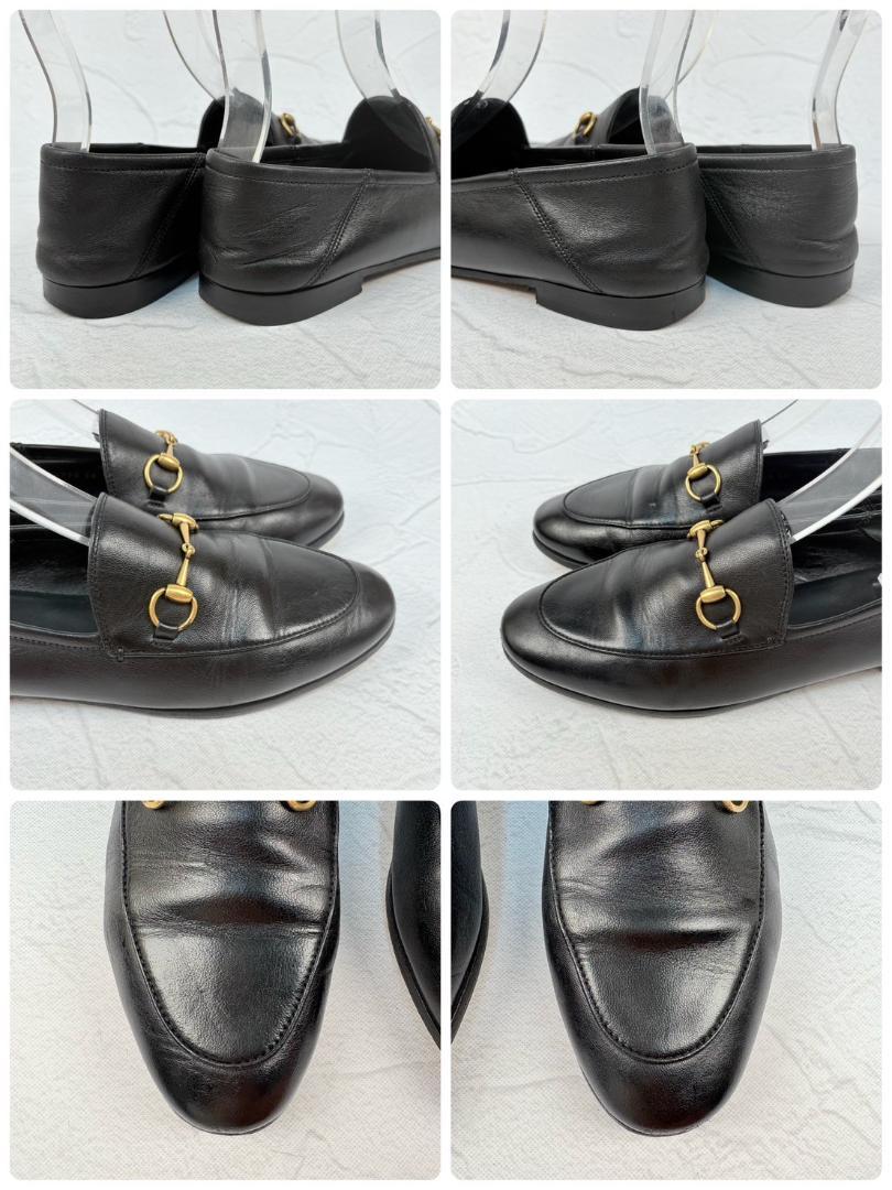 【良品】GUCCI ヨルダーン バブーシュ ビットローファー 黒 38 金具 [W3176]