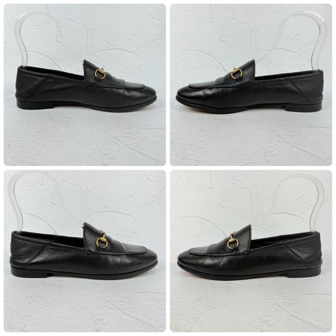 【良品】GUCCI ヨルダーン バブーシュ ビットローファー 黒 38 金具 [W3176]