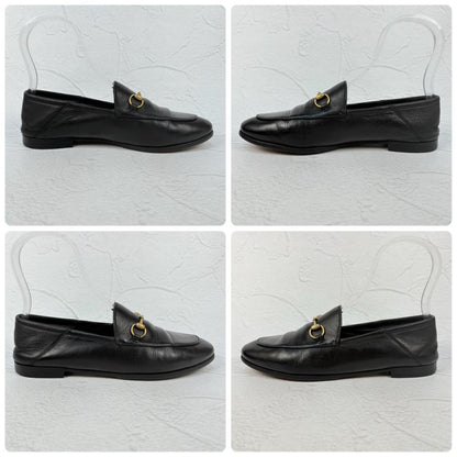 【良品】GUCCI ヨルダーン バブーシュ ビットローファー 黒 38 金具 [W3176]