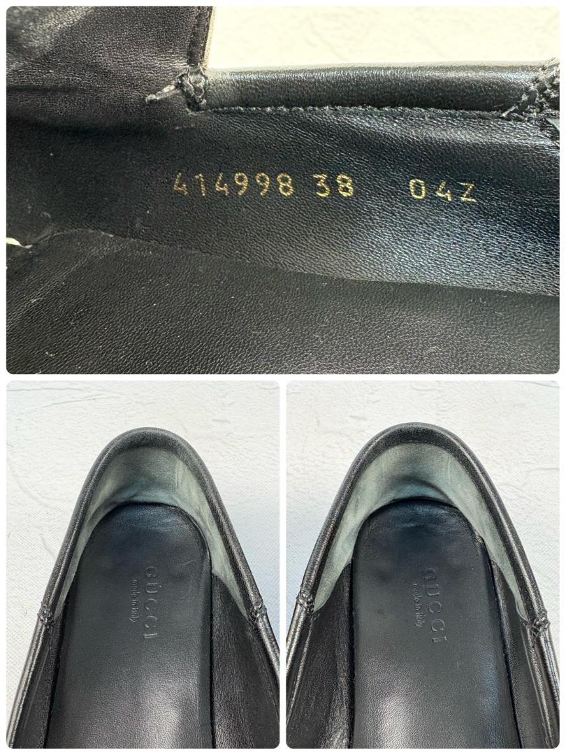【良品】GUCCI ヨルダーン バブーシュ ビットローファー 黒 38 金具 [W3176]