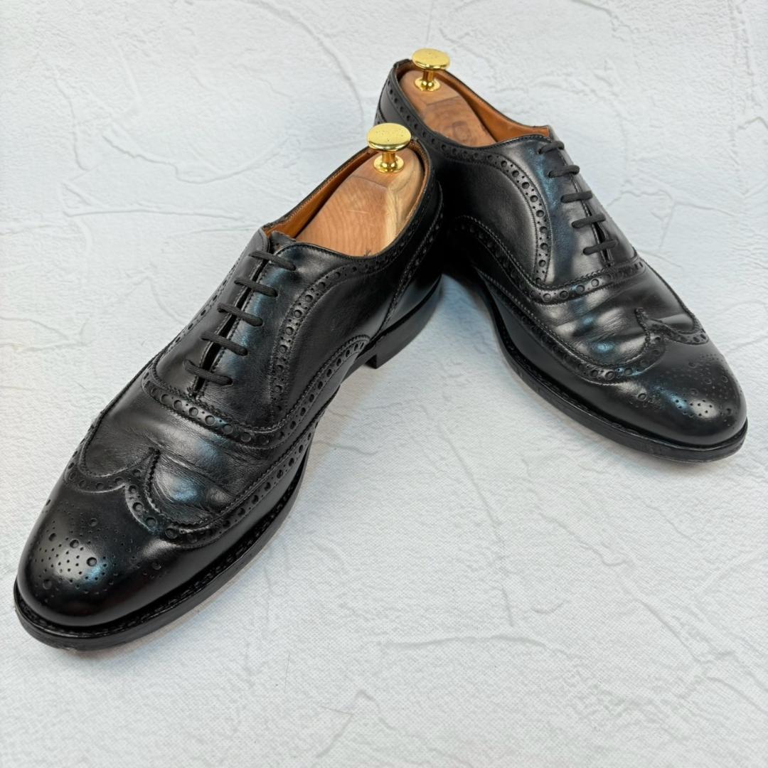 【良品】チャーチ チェットウィンド ウイング 内羽根 メダリオン 黒 75F [W3180]