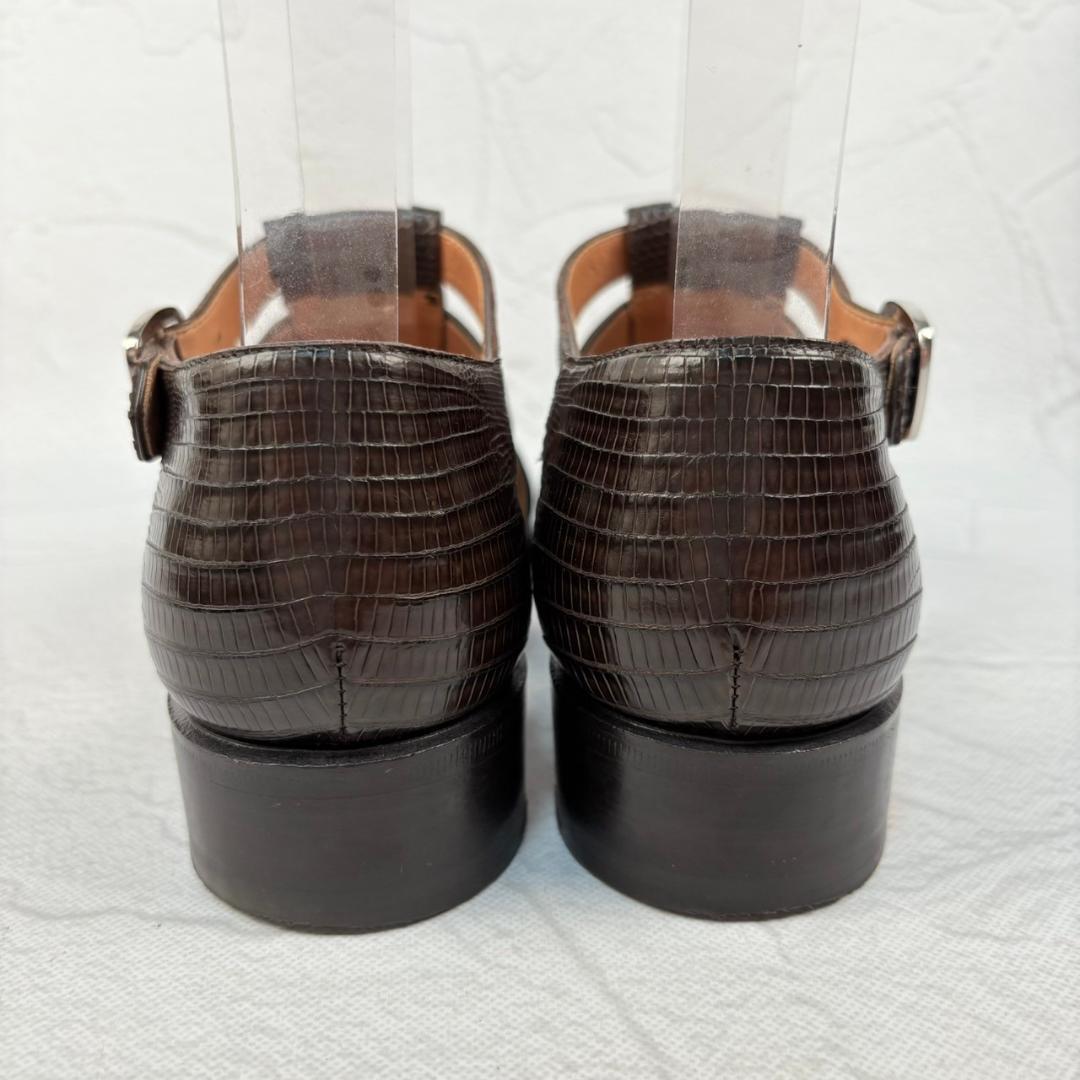 【極美品】フラテッリジャコメッティ リザード グルカサンダル 濃茶 37 [W3148]
