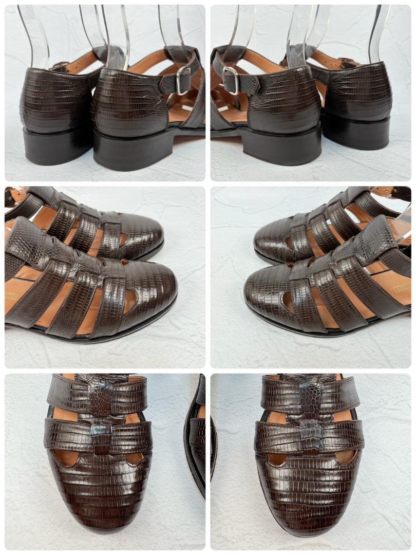【極美品】フラテッリジャコメッティ リザード グルカサンダル 濃茶 37 [W3148]