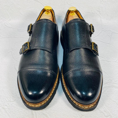 【良品】パラブーツ ウィリアム ダブルモンク シボ革 革靴 黒 6.5 ドレス