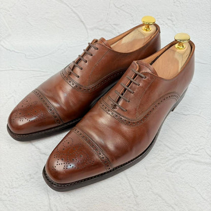 【良品】クロケットアンドジョーンズ MALTON セミブローグ 内羽根 茶 6E [W3137]