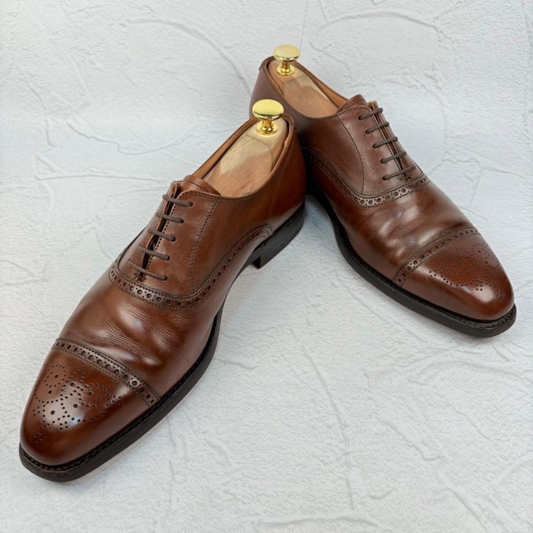 【良品】クロケットアンドジョーンズ MALTON セミブローグ 内羽根 茶 6E [W3137]
