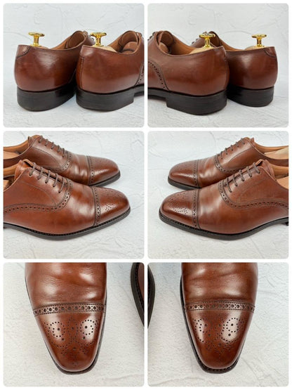 【良品】クロケットアンドジョーンズ MALTON セミブローグ 内羽根 茶 6E [W3137]