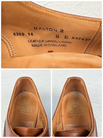 【良品】クロケットアンドジョーンズ MALTON セミブローグ 内羽根 茶 6E [W3137]