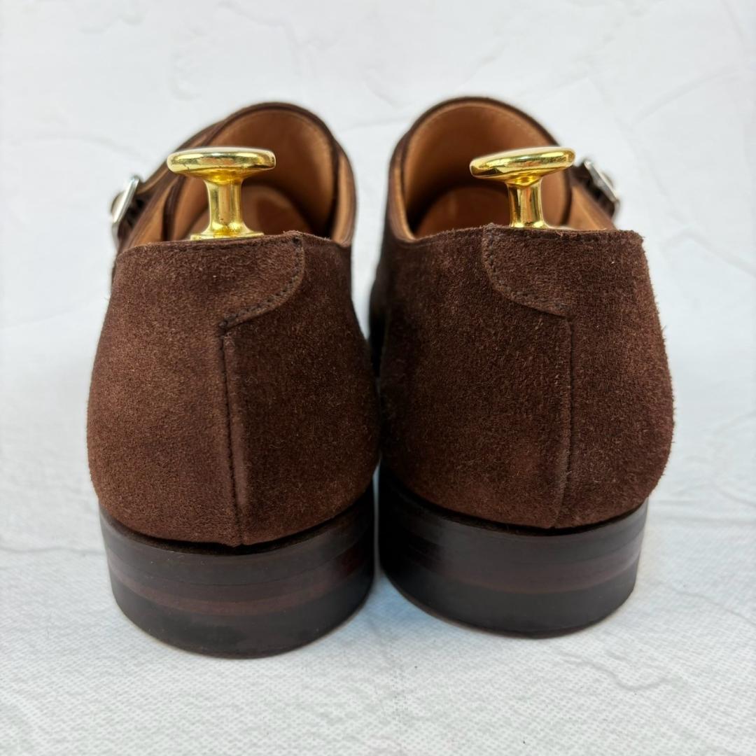 【美品】クロケットアンドジョーンズ LOWNDES ダブルモンク スエード 6E [W3175]