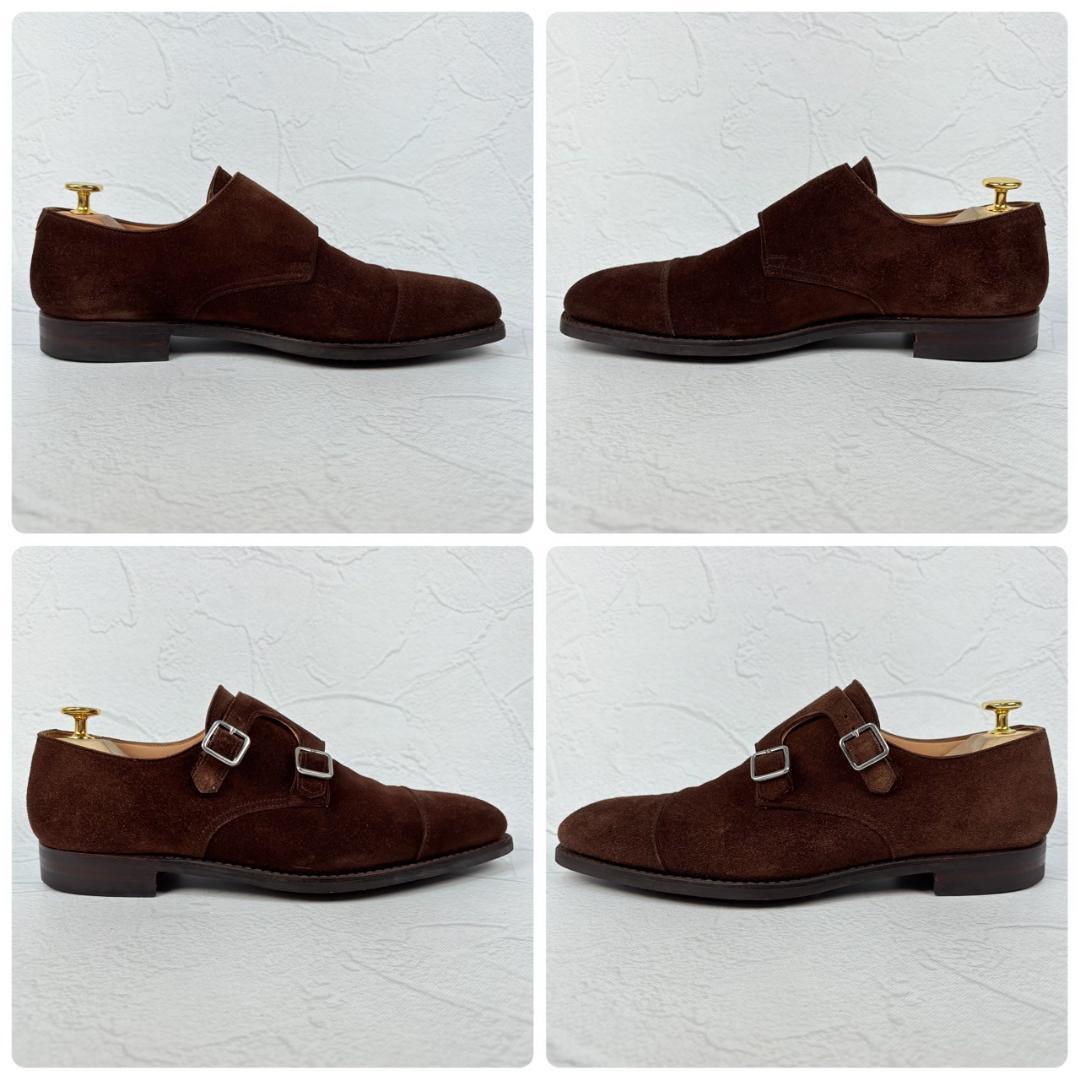 【美品】クロケットアンドジョーンズ LOWNDES ダブルモンク スエード 6E [W3175]