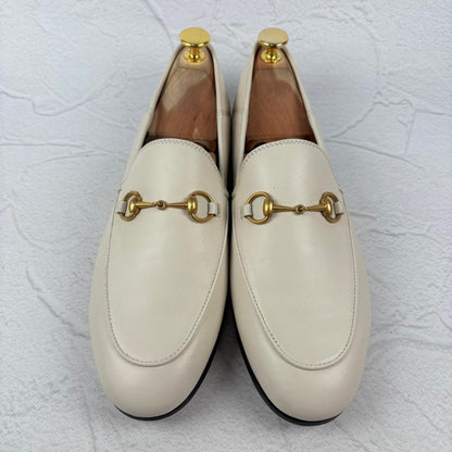 【美品】GUCCI ヨルダーン ホースビット ローファー バブーシュ 白 40 [W3151]
