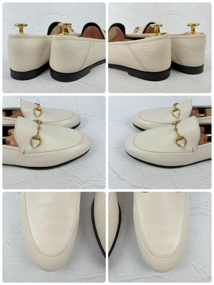 【美品】GUCCI ヨルダーン ホースビット ローファー バブーシュ 白 40 [W3151]