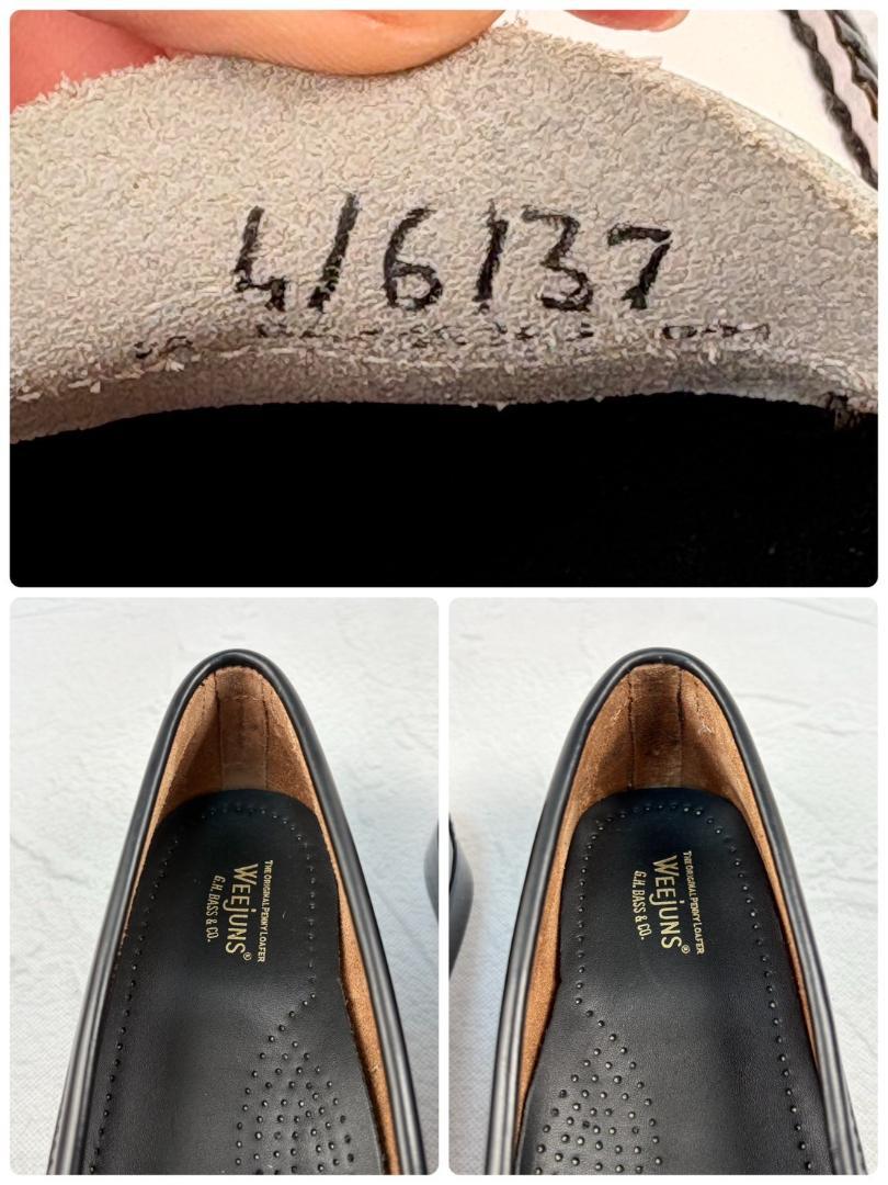 【美品】ジーエイチバス ローガン バイカラー コインローファー 黒白 ６ [W3117]