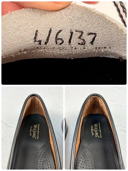 【美品】ジーエイチバス ローガン バイカラー コインローファー 黒白 ６ [W3117]