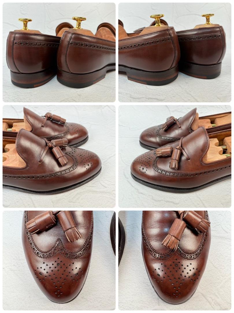 【良品】クロケットアンドジョーンズ ロングウイング タッセルローファー 7.5 [W3216]