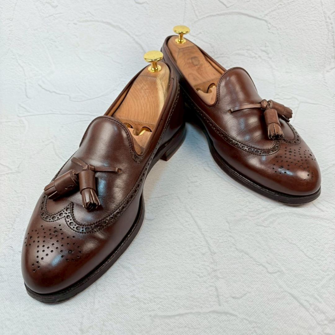 【良品】クロケットアンドジョーンズ ロングウイング タッセルローファー 7.5 [W3216]