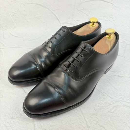 【良品】Crockett&Jones クロケットアンドジョーンズ AUDLEY オードリー オックスフォード ストレート 内羽根 黒 UK5.5 / 24cm 相当 [W3319]
