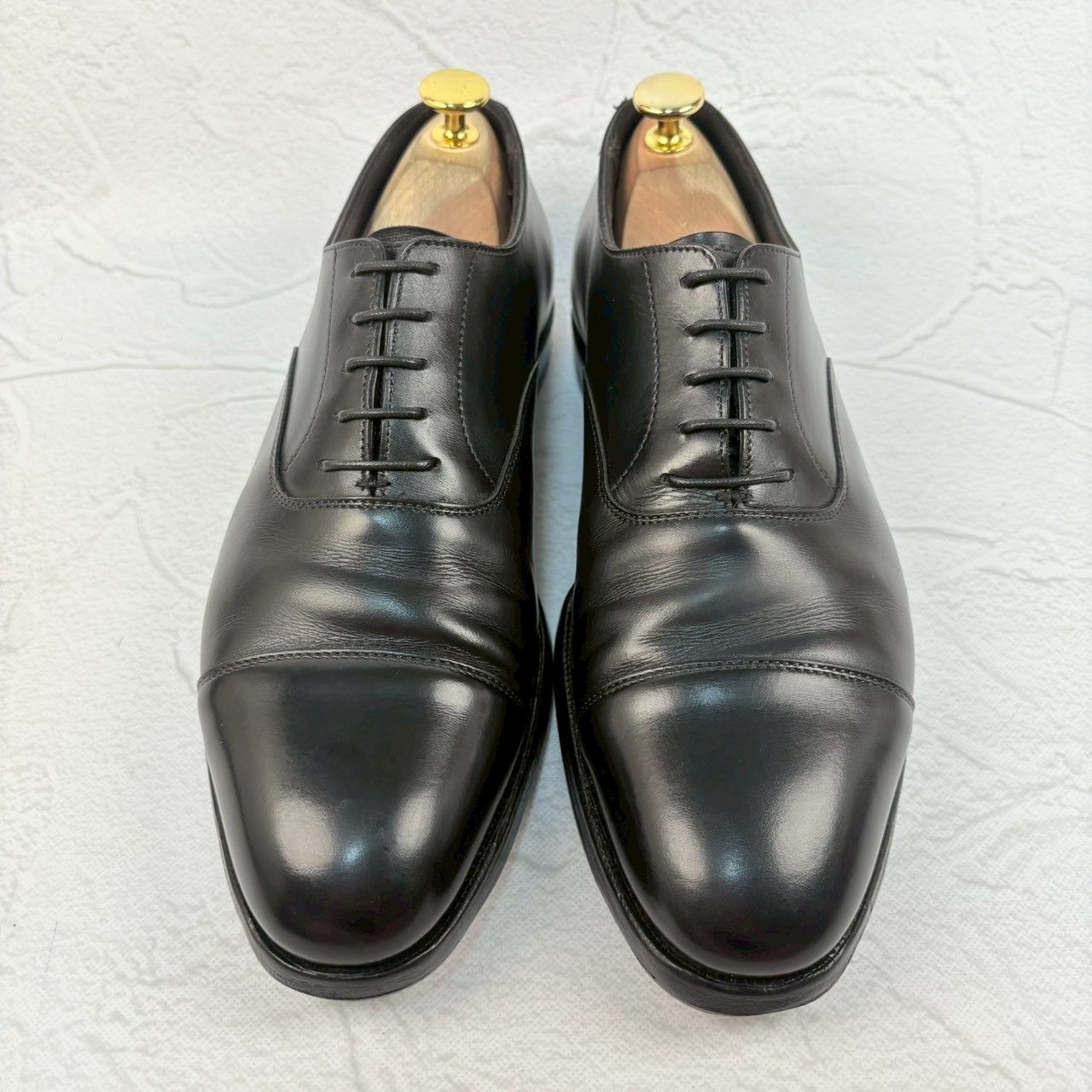 【良品】Crockett&Jones クロケットアンドジョーンズ AUDLEY オードリー オックスフォード ストレート 内羽根 黒 UK5.5 / 24cm 相当 [W3319]