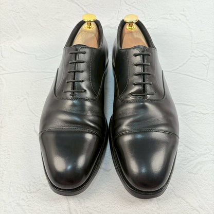 【良品】Crockett&Jones クロケットアンドジョーンズ AUDLEY オードリー オックスフォード ストレート 内羽根 黒 UK5.5 / 24cm 相当 [W3319]
