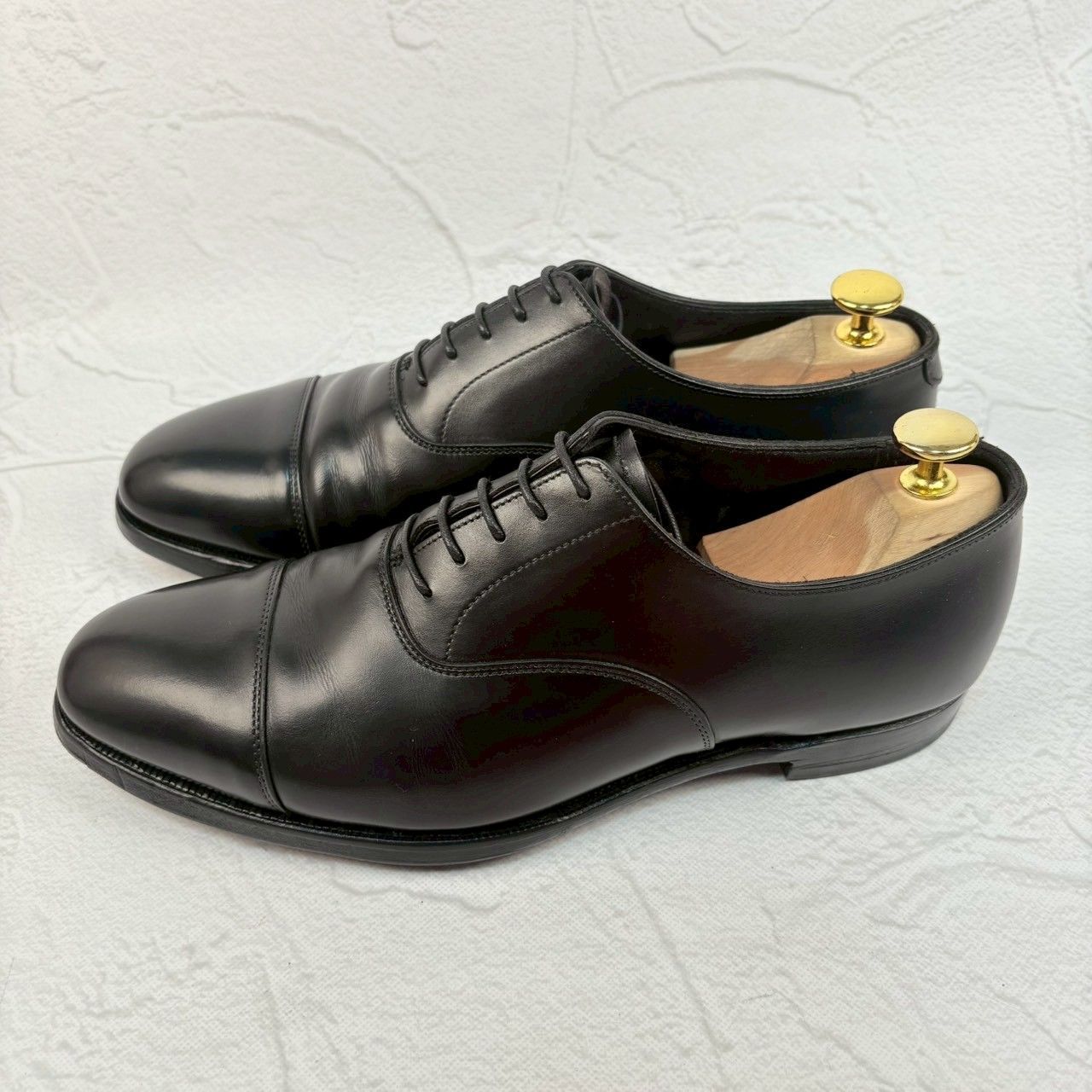 【良品】Crockett&Jones クロケットアンドジョーンズ AUDLEY オードリー オックスフォード ストレート 内羽根 黒 UK5.5 / 24cm 相当 [W3319]