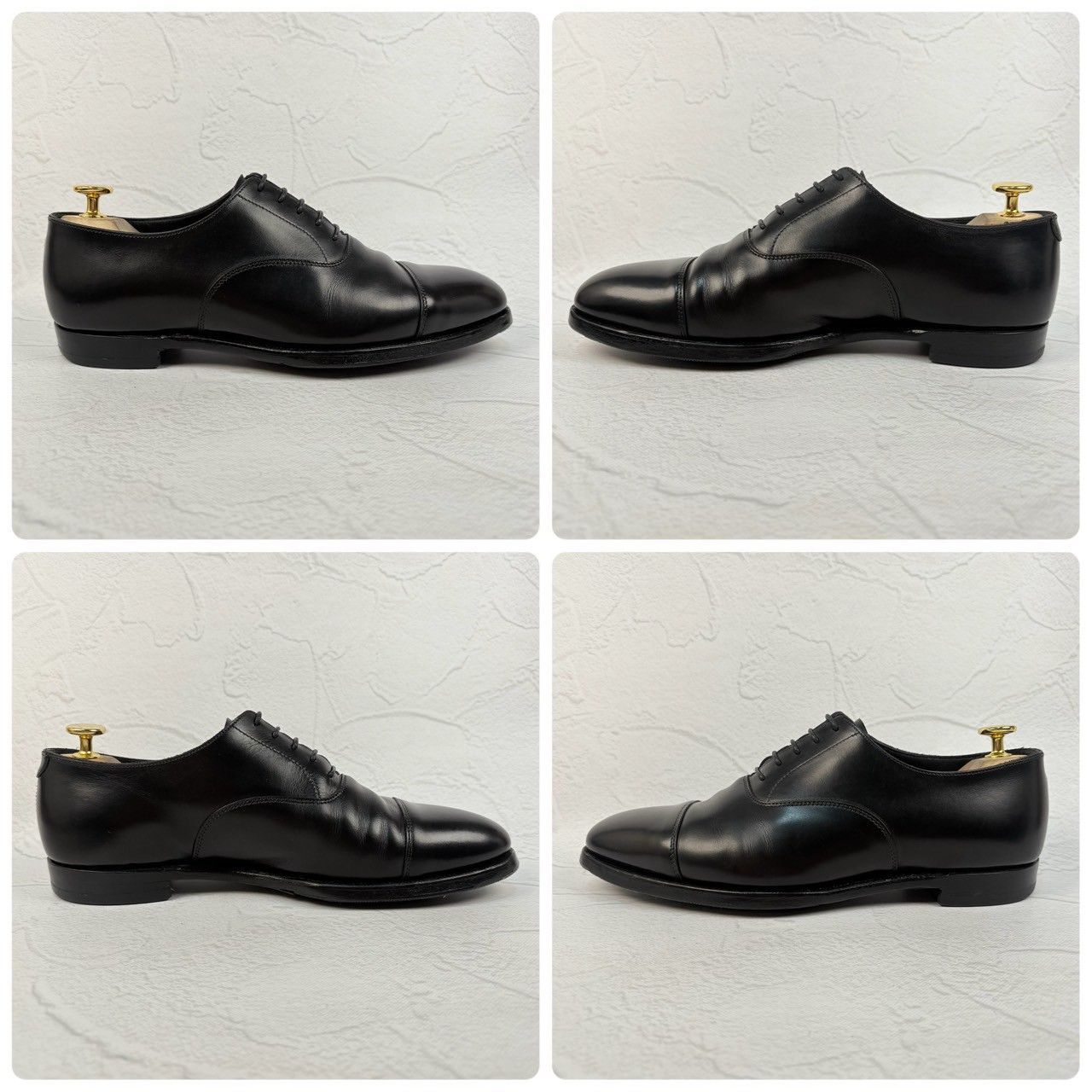 【良品】Crockett&Jones クロケットアンドジョーンズ AUDLEY オードリー オックスフォード ストレート 内羽根 黒 UK5.5 / 24cm 相当 [W3319]