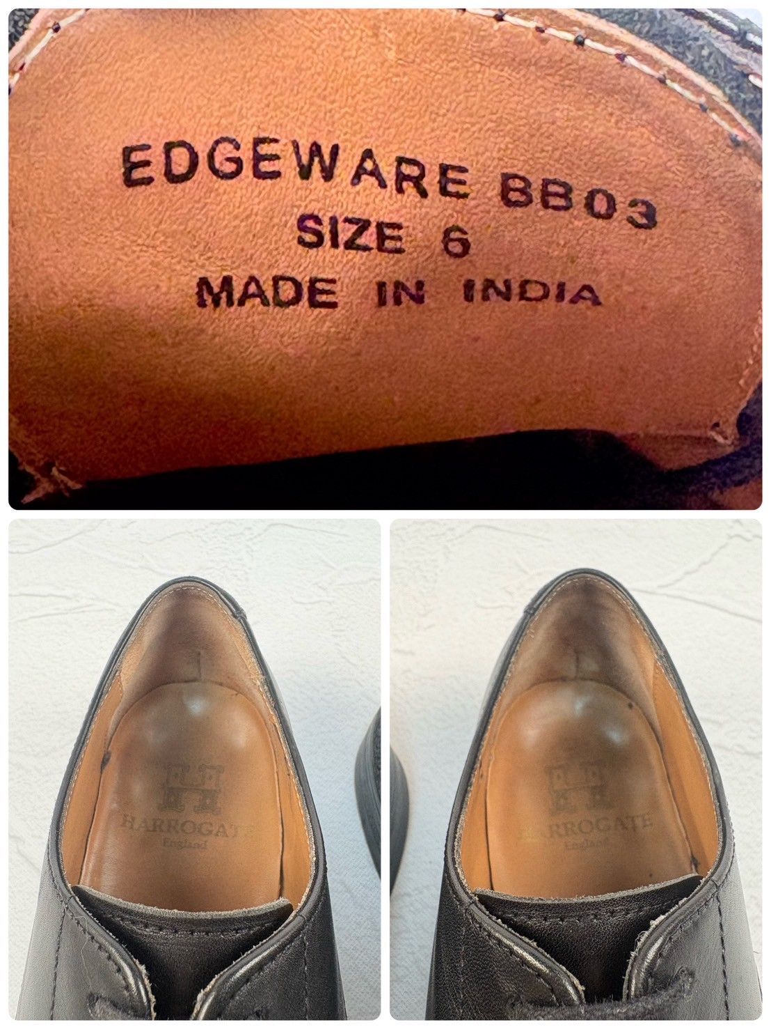 【良品】HARROGATE ハロゲイト EDGEWARE エッジウェア Uチップ 外羽根 黒 UK6 / 24.5cm [W3318]