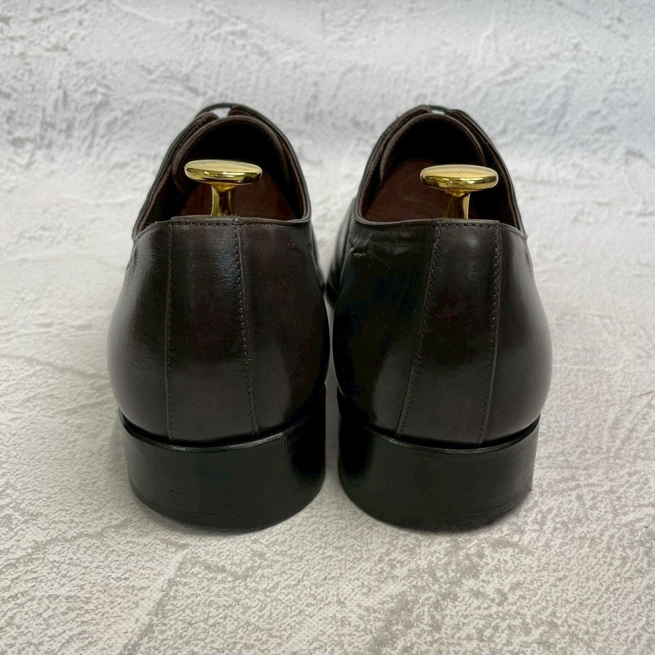 【良品】HARRIS ハリス プレーントゥ 内羽根 パティーヌ グレー 黒 ブラック EUR42 / 26.5cm【W3358】