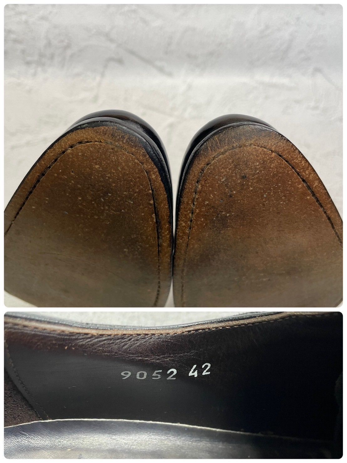 【良品】HARRIS ハリス プレーントゥ 内羽根 パティーヌ グレー 黒 ブラック EUR42 / 26.5cm【W3358】