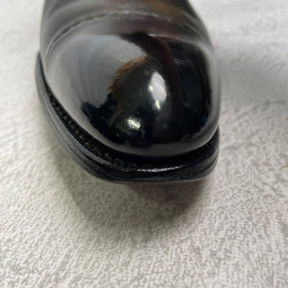 【良品】HARRIS ハリス プレーントゥ 内羽根 パティーヌ グレー 黒 ブラック EUR42 / 26.5cm【W3358】