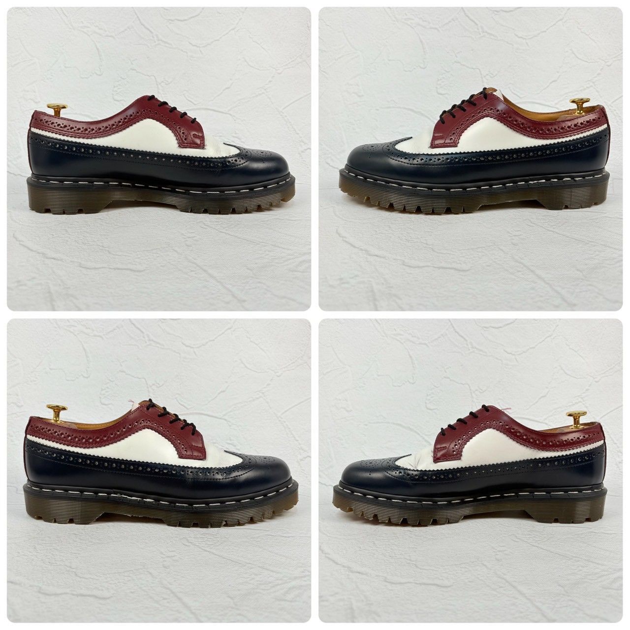 【良品・BEAMS別注】Dr.Martens ドクターマーチン 13411 3ホール トリコカラー ウイング メダリオン 外羽根 白 紺 赤茶 UK9 / 28cm [W3332]