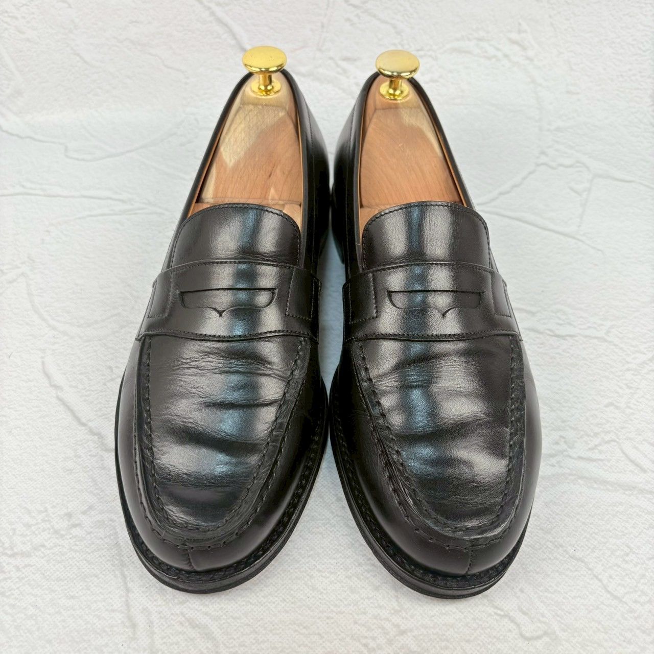 【良品】Jalan Sriwijaya ジャランスリワヤ 98589 コインローファー 黒 ブラック UK5 / 23.5cm [W3324]