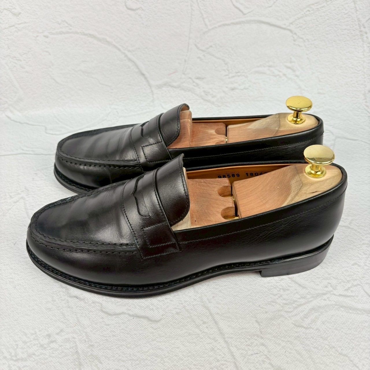 【良品】Jalan Sriwijaya ジャランスリワヤ 98589 コインローファー 黒 ブラック UK5 / 23.5cm [W3324]